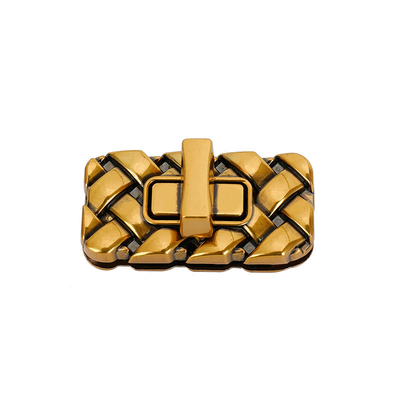 Rechteckige gewebte Einkaufstasche Metall Twist Lock Gold Handtaschenschloss