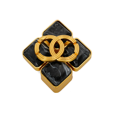 Wiederverwendbare Handtaschenschloss-Hardware, Schwarz und Gold, vierblättriges Kleeblatt, Doppelring